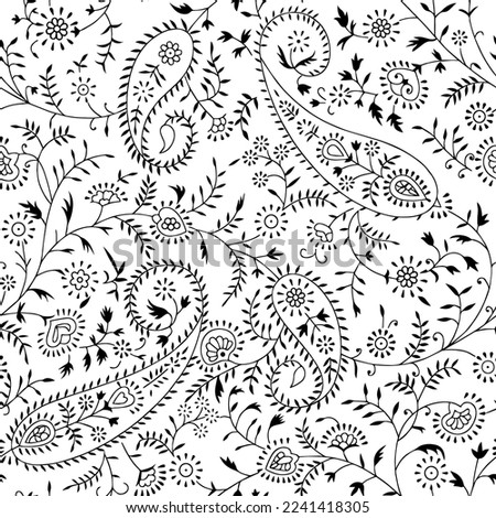 traditional Paisley pattern on black and white stock