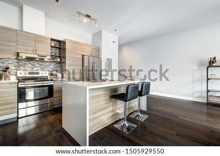 Full set for modern Canadian condominium in Montreal, interior. Сток-фото © 