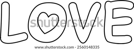 Valentine love text outline.
Isolated love word letters typography outline.
Transparent background.