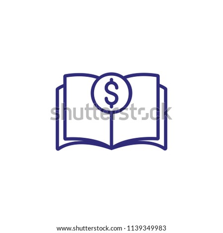 Balance book line icon. Budget, money, dollar symbol, textbook. Finance management concept. Can be used for topics like accounting, economics, book keeping, education