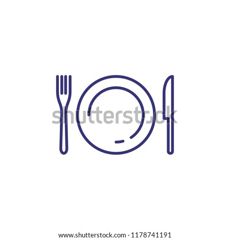 Tableware line icon. Dinner, utensil, table setting. Restaurant concept. Vector illustration can be used for topics like food, kitchen equipment, catering
