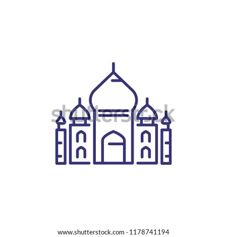 Taj Mahal line icon. Building, landmark, temple. Architecture concept. Vector illustration can be used for topics like religion, India, traveling