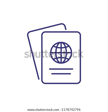 Foreign passport line icon. Visa, document, arrival. Customs house concept. Vector illustration can be used for topics like citizenship, immigration, travelling