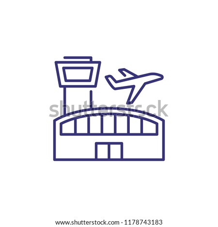 Airport line icon. Flight, terminal building, airline. Travel concept. Vector illustration can be used for topics like tourism, transportation, aviation