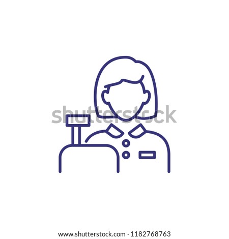 Cashier line icon. Woman and cash register. Occupation concept. Can be used for topics like hypermarket, retail service, payment