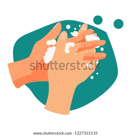 Handwashing illustration. Water, washing hands, cleaning. Hygiene concept. Vector illustration can be used for healthcare, skincare, hygiene