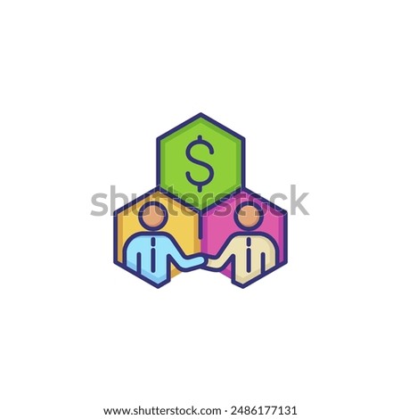 Stakeholders line icon. Money, businessmen, cells. Business concept. Can be used for topics like finance, investment, shareholding, stockholding