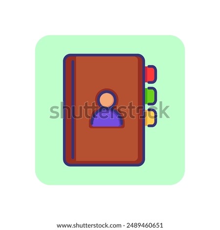 Address book line icon. Contact list, organizer, bookmark, avatar. Office concept. Can be used for topics like directory, email box, app design