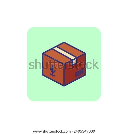 Parcel line icon. Box with bar code and arrow down. Logistics concept. Can be used for topics like order delivery, courier, postal service