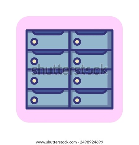 Banking locker line icon. Paper trays, file cabinet, archive. Bank concept. Vector illustration can be used for topics like finance, business, storage