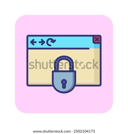 Web security line icon. Browser, lock, padlock. Data safety concept. Can be used for topics like antivirus, system protection, information technology