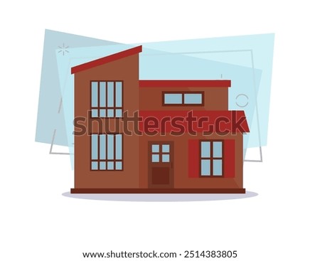 Brown townhouse illustration. Home, design, architecture. Building concept. Vector illustration can be used for topics like real estate, advertisement, house