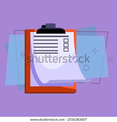 Clipboard with to do list. Board and paper with blank checkbox. Office attributes concept. Vector illustration can be used for topics like planning, office routine, paperwork