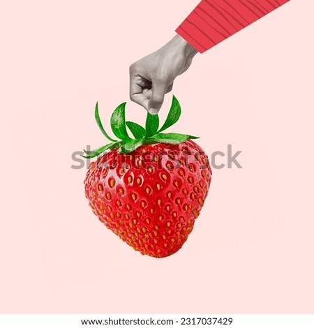 Similar – Image, Stock Photo Hand holding strawberry