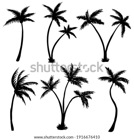 Coconut palm tree silhouette illustration for your company or brand