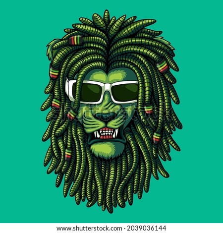 Lion green dreadlocks vector illustration for your company or brand