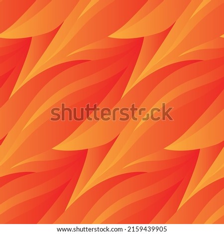 Seamless pattern with decorative flames resembling autumn leaves. Abstract background with gradient shapes in red-orange color. Vector illustration.