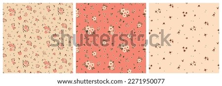 Seamless floral pattern, liberty ditsy print with small cute flowers in collection. Vector.