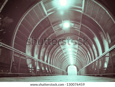 blue tunnel , vanishing point, technology abstract