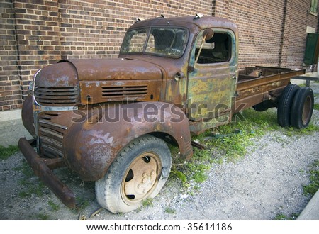 rusty abandoned lorry truck  / industrial object