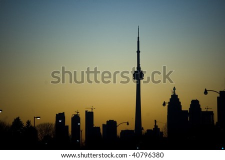 silhouette toronto tower cn urban landscape