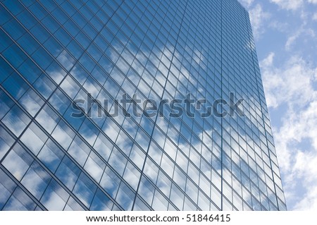 sky on windows reflection , building glass background