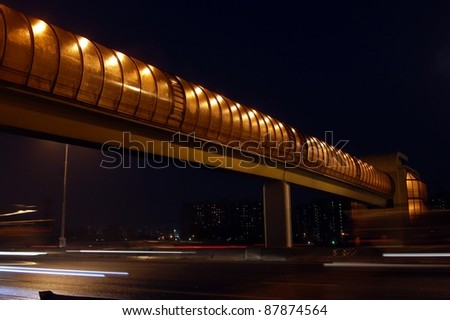 tunnel bridge over night high way , long exposure , urban landscape