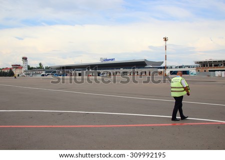 July 3, 2015, Chisinau, Moldova, Runway and work security guard Chisinau airport.