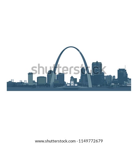 Saint Louis City skyline, monochromatic - Vector