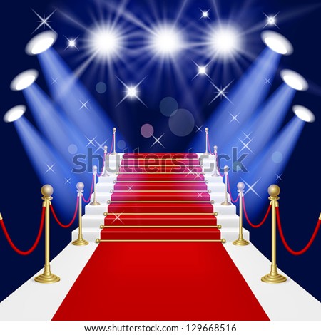 Red carpet with spotlight. Mesh.This file contains transparency.EPS10. Clipping Mask.