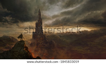 Medieval fantasy castle landscape - digital illustration