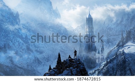 Fantasy frozen tower - digital illustration