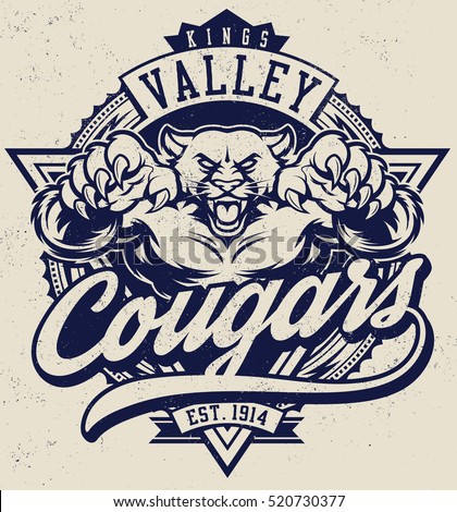 vector vintage mascot Shutterstock  Vintage : 520730377 Cougar Mascot  Illustration