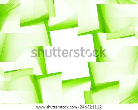green on white abstract fractal fantasy background with light rays