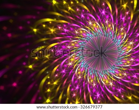 colorful Abstract design made of fractal textures and lights on the subject of design, science and technology