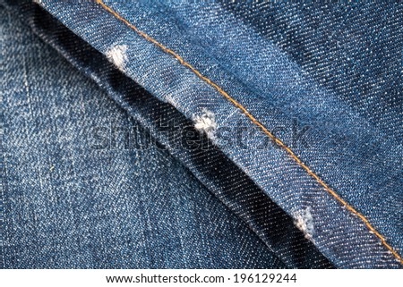 fragments of jeans, denim cloth close-up