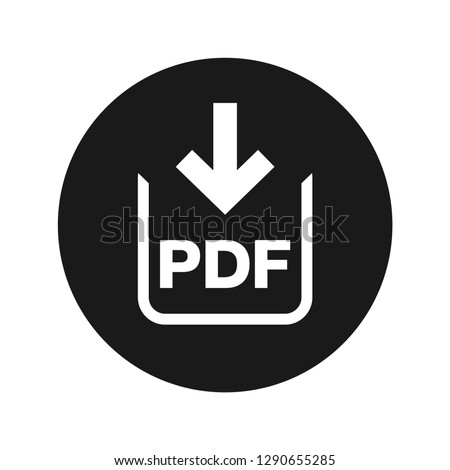 PDF document download icon vector illustration design isolated on flat black round button