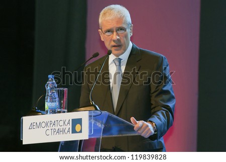 BELGRADE,SERBIA-NOVEMBER 25:Boris Tadic speaks at the Democratic Party Assembly. November 25,2012 in Belgrade,Serbia