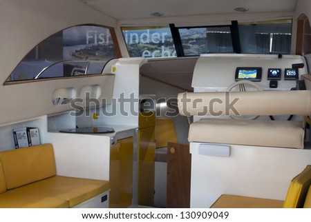 BELGRADE-MARCH 9:Inside cabin of luxury yacht at the \