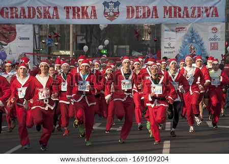 BELGRADE - DECEMBER 29:Start racing Santa Clauses on \