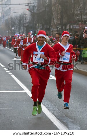BELGRADE - DECEMBER 29:Participants racing Santa Clauses on \