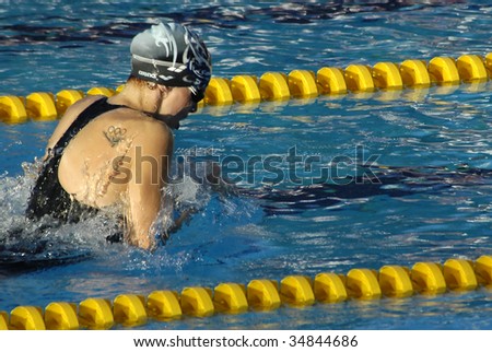 BELGRADE - JULY 9, 25th UNIVERSIADE - Swimming Women\'s 200m Breaststroke Final race Second place are Higl Nada (SRB) with 2:24.20 July 9, 2009 in Belgrade, Serbia
