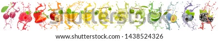 Similar – Image, Stock Photo Green smoothie splashing in glass and flying ingredients at white background with heap of green fruit and vegetable