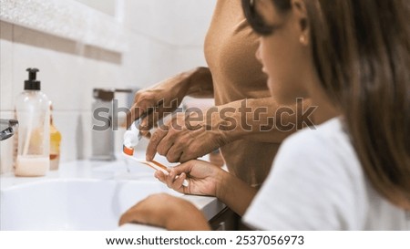 Similar – Image, Stock Photo Anonymous crop hands putting plates with raspberry and honey on table for breakfast