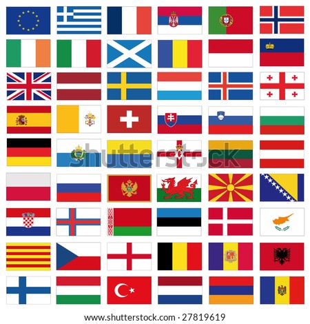 Set Of Flags Of All European Countries Stock Photo 27819619 : Shutterstock