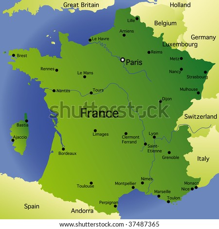 Detailed Map Of France Stock Photo 37487365 : Shutterstock