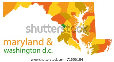 Maryland State And Washington Dc Vector Map - 71505184 : Shutterstock