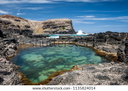 Rock pool in foreground with waves breaking from the ocean in the background, Bushrangers Bay, Victoria Australia  Stock foto © 