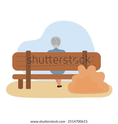 An elderly woman sitting on a bench