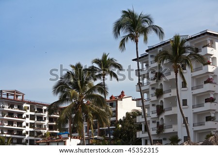 Tropical resort - hotel and condo - on a beach in Puerto Vallarta, Mexico